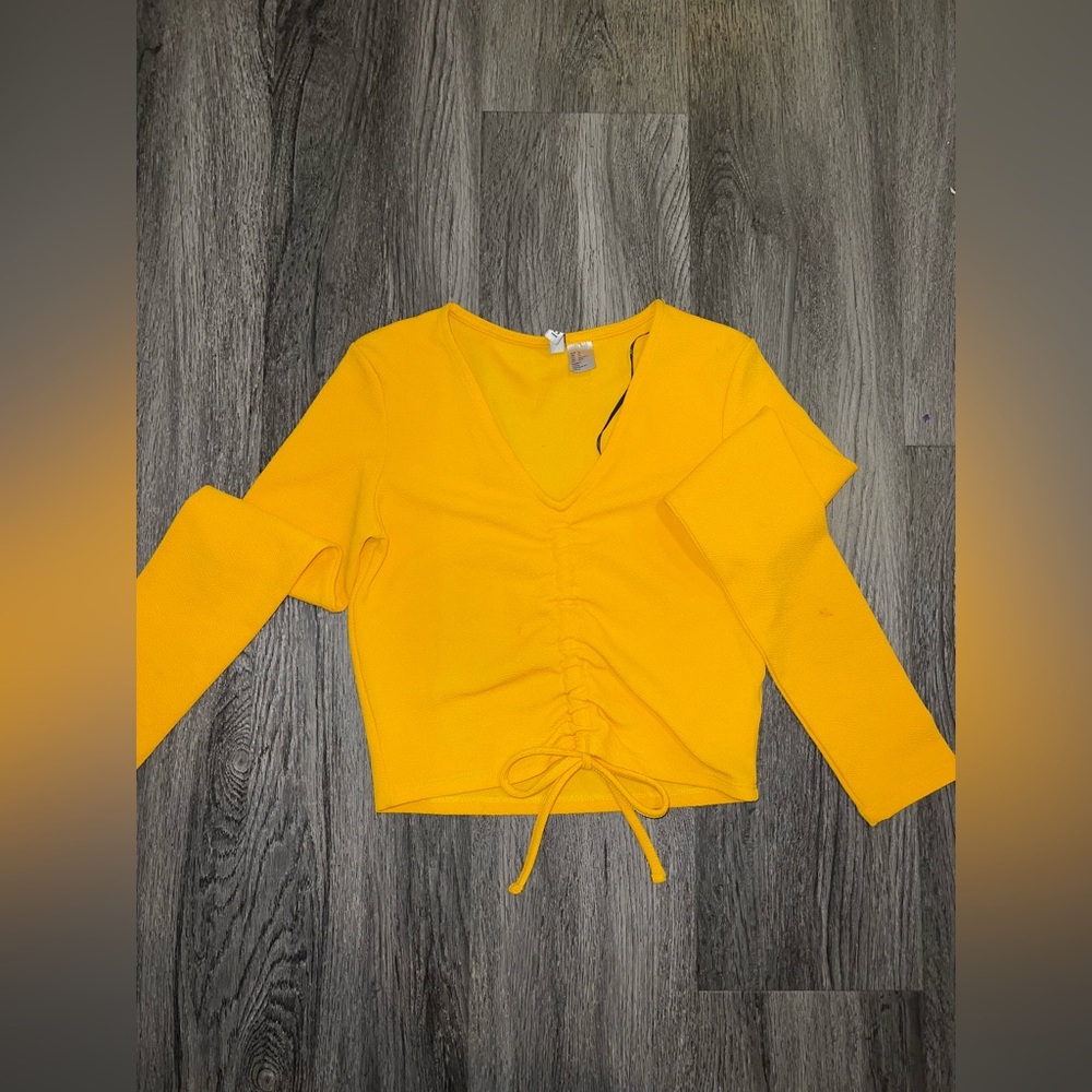 Yellow Long Sleeve Crop Top